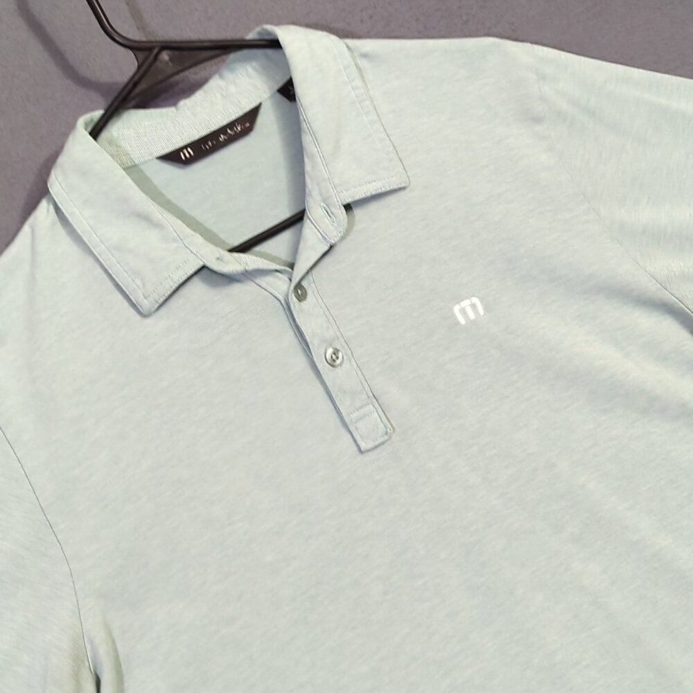 Travis Mathew Shirt Men's L Green Short Sleeve The Heather Polo Golf Casual